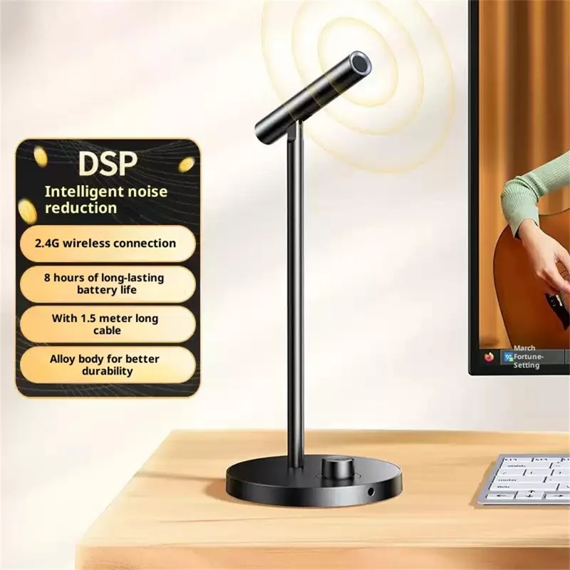 UGREEN CM770 35344 2.4G Wireless / USB Wired Desktop Microphone DSP Noise Cancelling Omnidirectional Mic for Gaming Recording - Black