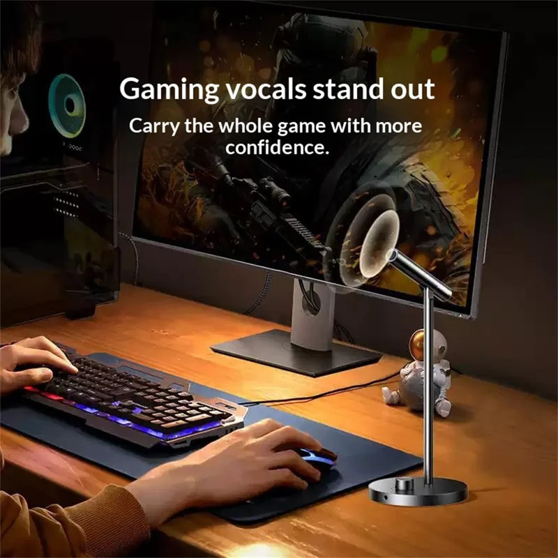 UGREEN CM770 35344 2.4G Wireless / USB Wired Desktop Microphone DSP Noise Cancelling Omnidirectional Mic for Gaming Recording - Black