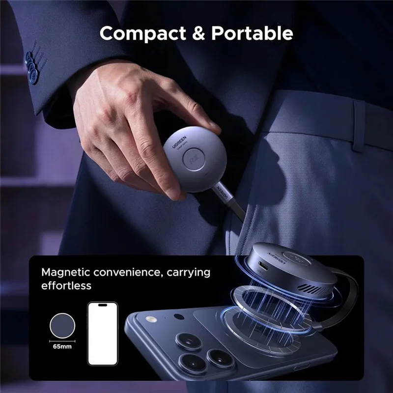UGREEN S309-75500 Type-C Magnetic Phone Screen Mirroring Dongle HD 1080P / 60Hz 5.8G Wireless Transmitter and Receiver Kit