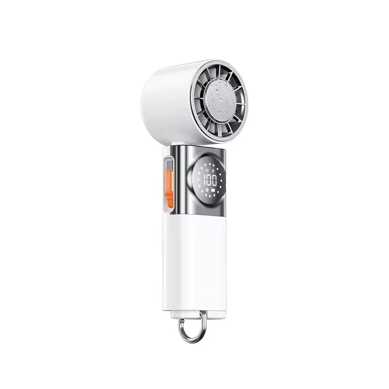 X80 Semiconductor Cooling Handheld Fan 100-Speed Adjustable Digital Display Pocket Fan with Power Bank Function - White