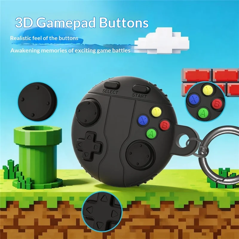 For Apple AirTag Tracker Liquid Silicone Case Game Controller Design Protective Cover with Ring Buckle - Dark Grey