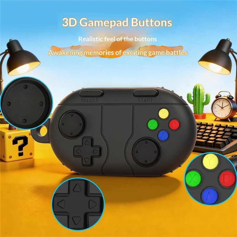 For Samsung Galaxy SmartTag2 Liquid Silicone Case Game Controller Design Protective Cover with Ring Buckle - Dark Grey