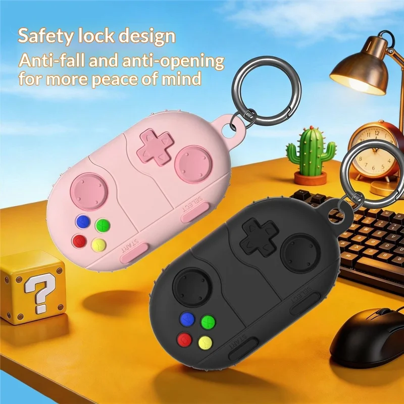 For Samsung Galaxy SmartTag2 Liquid Silicone Case Game Controller Design Protective Cover with Ring Buckle - Dark Grey