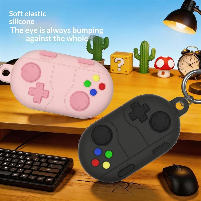 For Samsung Galaxy SmartTag2 Liquid Silicone Case Game Controller Design Protective Cover with Ring Buckle - Dark Grey