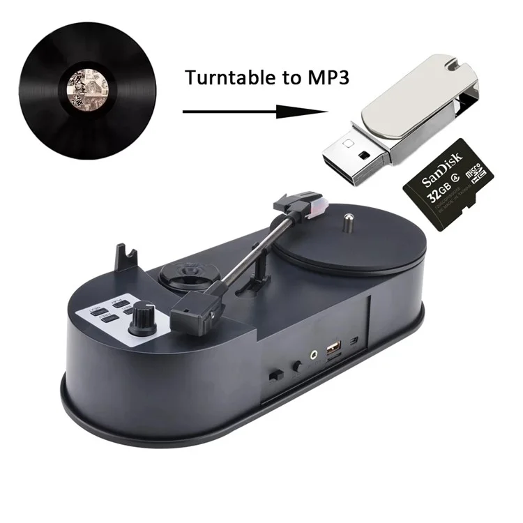 EZCAP 613 33/45RPM Turntable Player MP3 Converter Save Vinyl Music Records to TF Card/USB Disk with Built-in Speaker