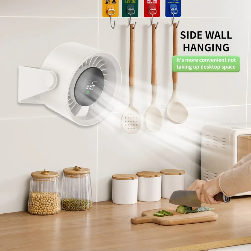 Ventoinha de Secretária SL622 com Ecrã Digital LCD de 100 Velocidades, Sem Fios, para Quarto Escritório, para Mesa ou Montagem na Parede - Cinzento