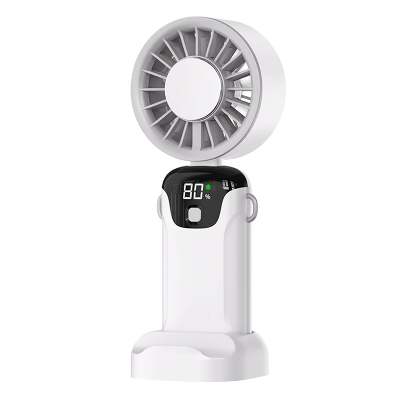 Ventoinha Portátil Mini SL633 com Arrefecimento a Gelo USB, 100 Velocidades, com Ecrã Digital LED - Branco