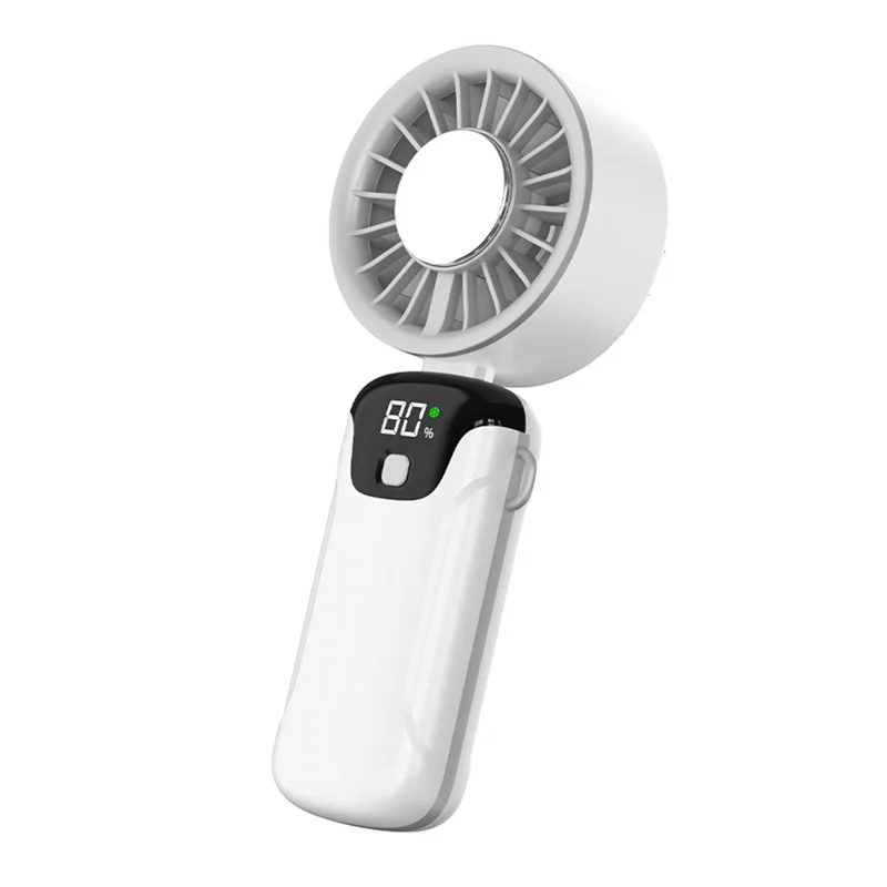 Ventoinha Portátil Mini SL633 com Arrefecimento a Gelo USB, 100 Velocidades, com Ecrã Digital LED - Branco