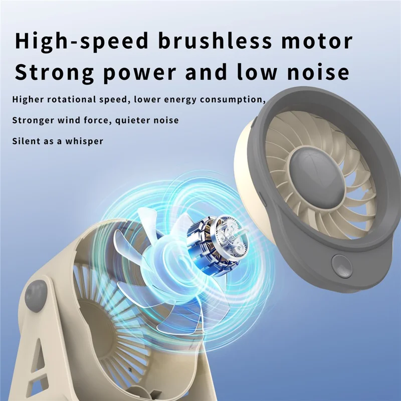 F16 Mini Desktop Fan USB Rechargeable Ai Circulation 4-Speed Brushless Motor Table Wall-Mounted Fan for Office - Orange