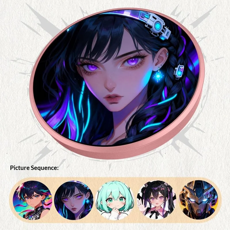 BW01 Electronic Badge 1.85 Inch Touchscreen Bluetooth-compatible Anime Display Brooch Pin for Cosplay Events - Black