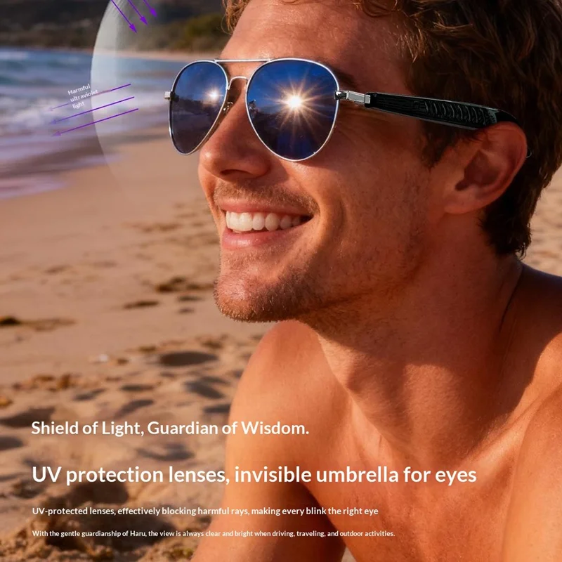 F61 Gafas Inteligentes AI con Bluetooth Traducción de Voz en Más de 100 Idiomas Navegación por Voz Llamadas y Música - Montura Plateada / Lentes Grises