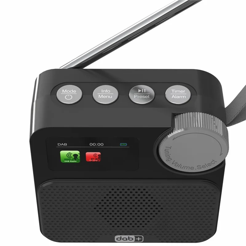 P2D 1.47 Inch Bluetooth-compatible Portable DAB Radio with TF Card MP3 Player - Black