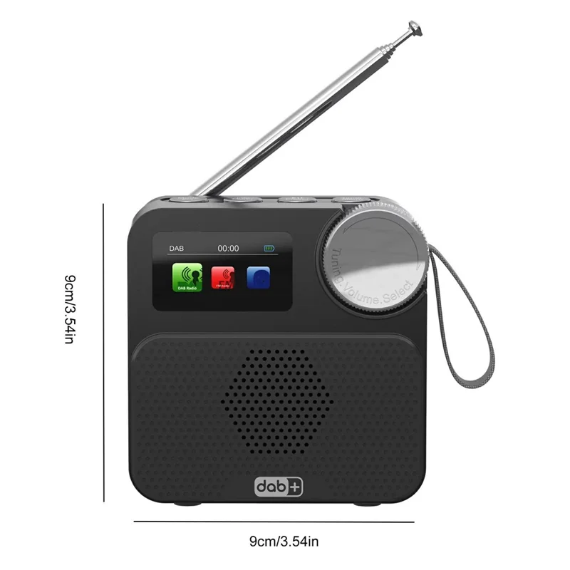 P2D 1.47 Inch Bluetooth-compatible Portable DAB Radio with TF Card MP3 Player - Black