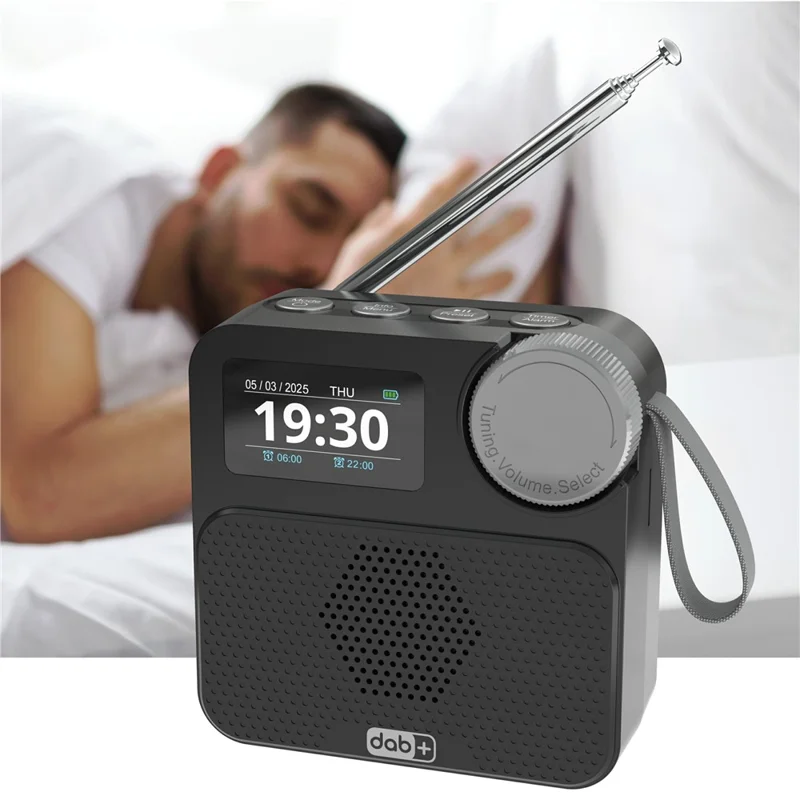 P2D 1.47 Inch Bluetooth-compatible Portable DAB Radio with TF Card MP3 Player - Black