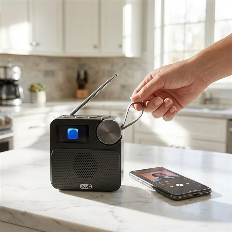 P2D 1.47 Inch Bluetooth-compatible Portable DAB Radio with TF Card MP3 Player - Black