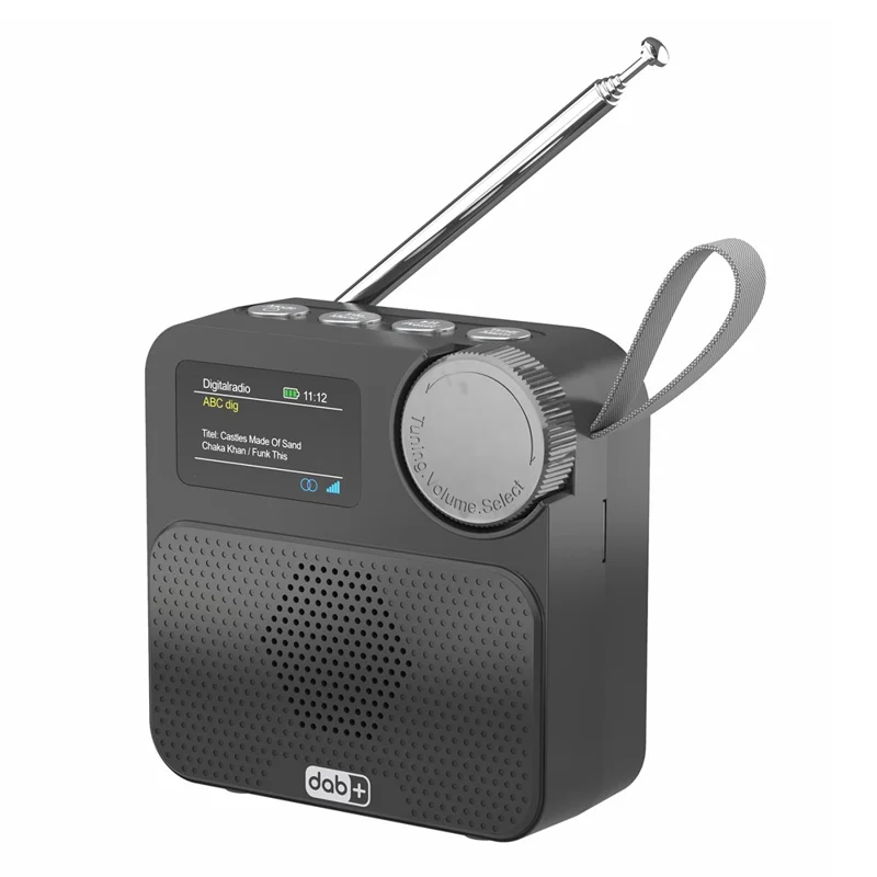 P2D 1.47 Inch Bluetooth-compatible Portable DAB Radio with TF Card MP3 Player - Black