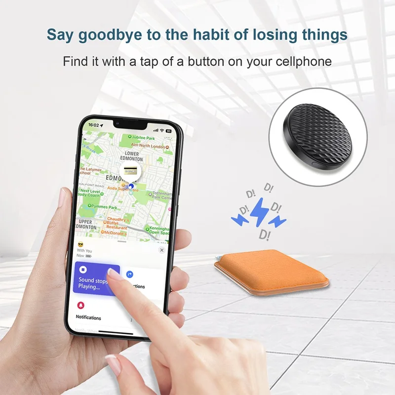 F26 Bluetooth-compatible Anti-Lost Tracker Apple Smart Pet Keys Wallet Finder Global Positioning Device Compatible with Apple Find My App for iOS - Black