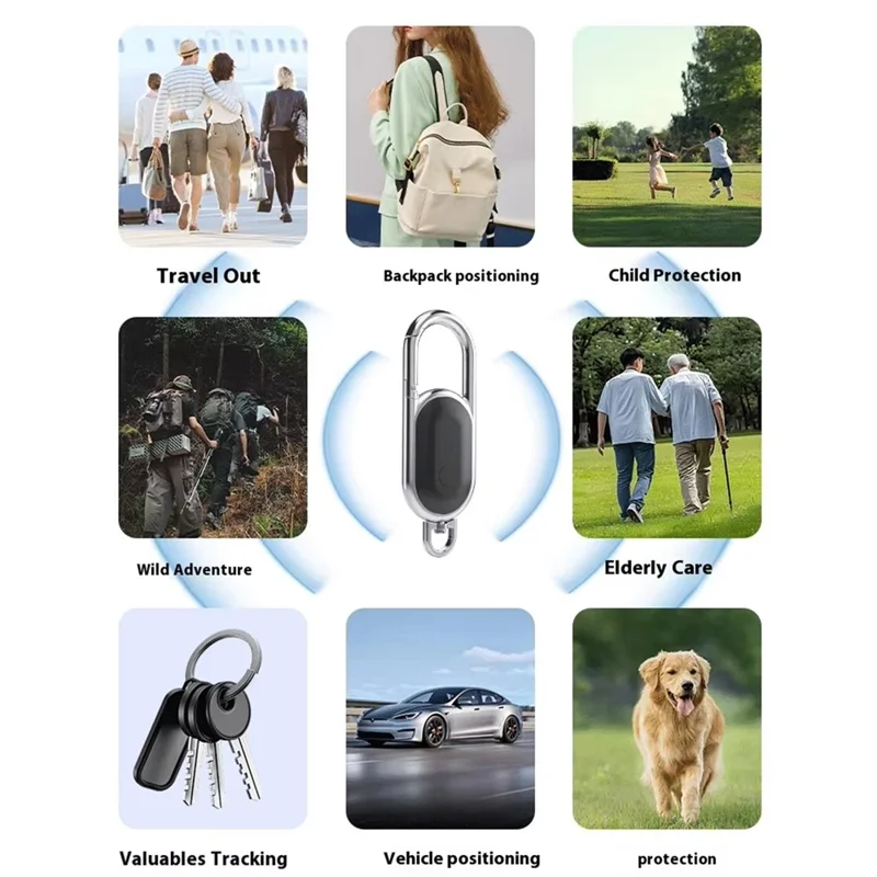 F15 Car Keychain Anti-Lost Tracker 2-in-1 Bluetooth-compatible Global Locator Compatible with Find My App for iOS - Black