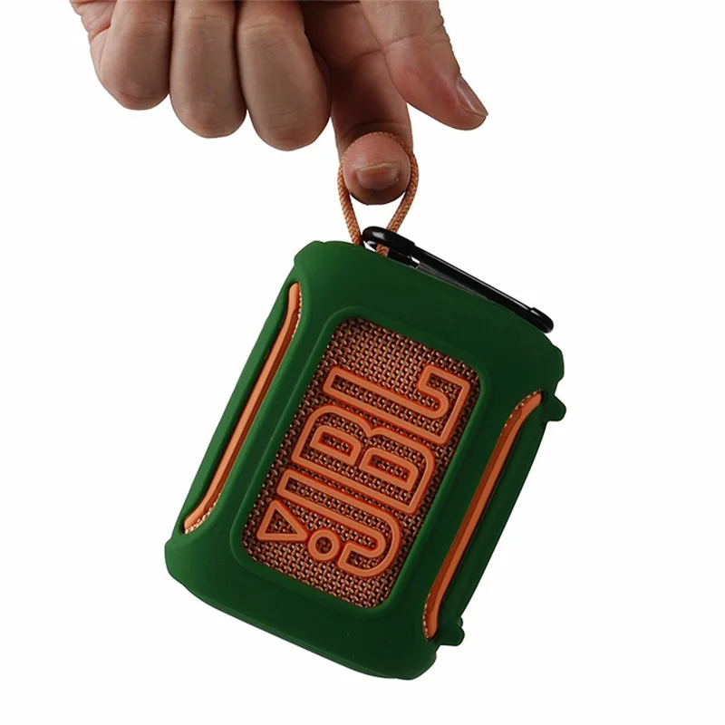 Silicone Case for JBL GO 5 Bluetooth-compatible Speaker Shockproof Protective Cover with Carabiner & Strap - Black