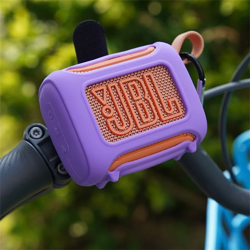Silicone Case for JBL GO 5 Bluetooth-compatible Speaker Shockproof Protective Cover with Carabiner & Strap - Black