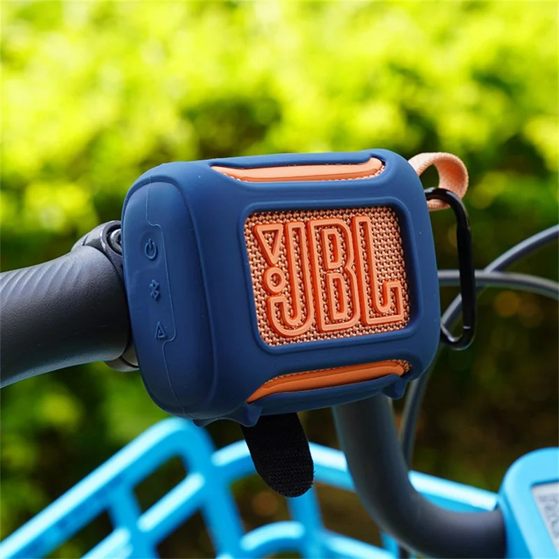 Silicone Case for JBL GO 5 Bluetooth-compatible Speaker Shockproof Protective Cover with Carabiner & Strap - Black