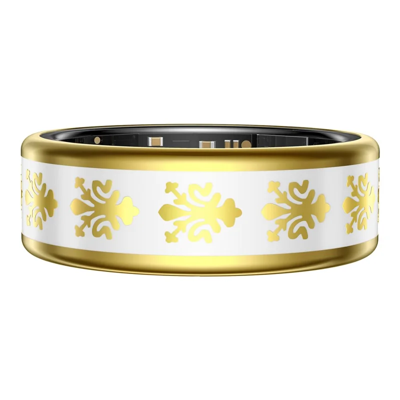 SY03 Smart Ring Sundhedsmonitorering Enamel Multifunktions Fitness Tracker Fingerring med opladningskasse - Guld Cirkel / Hvid 8