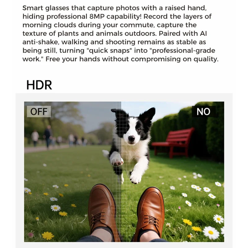 M02 AI Smart Glasses 8MP kamera 4K videooptagning Bluetooth 5.3 oversættelsesbriller til fotografering – Sort frame