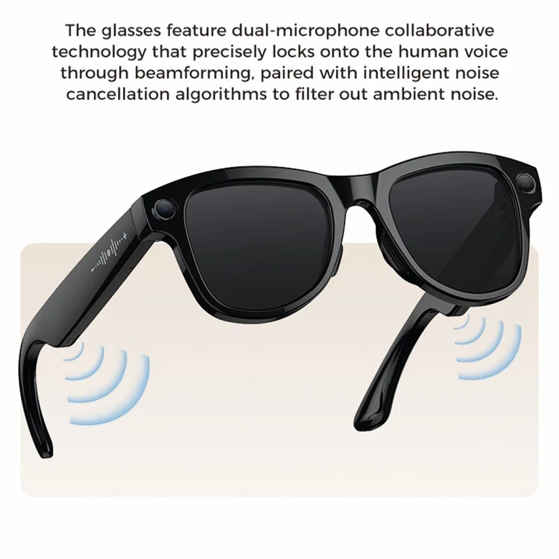 M02 AI Smart Glasses 8MP kamera 4K videooptagning Bluetooth 5.3 oversættelsesbriller til fotografering – Sort frame