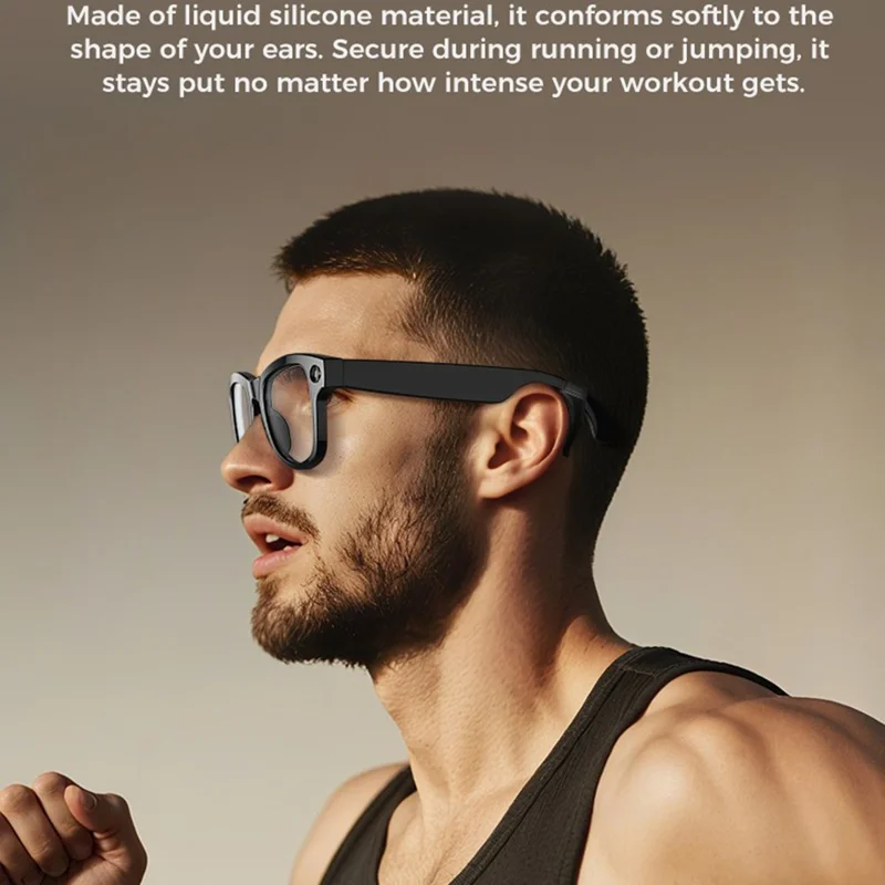M02 AI Smart Glasses 8MP kamera 4K videooptagning Bluetooth 5.3 oversættelsesbriller til fotografering – Sort frame