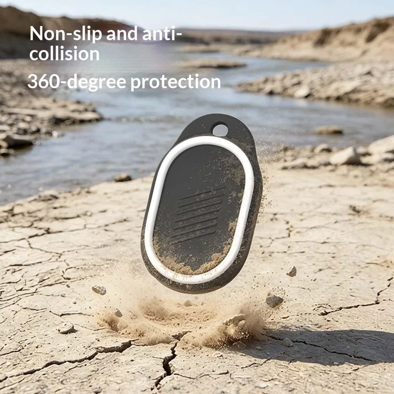 Silicone Case for Xiaomi Tag Bluetooth-compatible Tracker Dual Color Protective Cover with Carabiner Clip - White