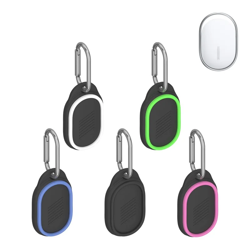 Silicone Case for Xiaomi Tag Bluetooth-compatible Tracker Dual Color Protective Cover with Carabiner Clip - White