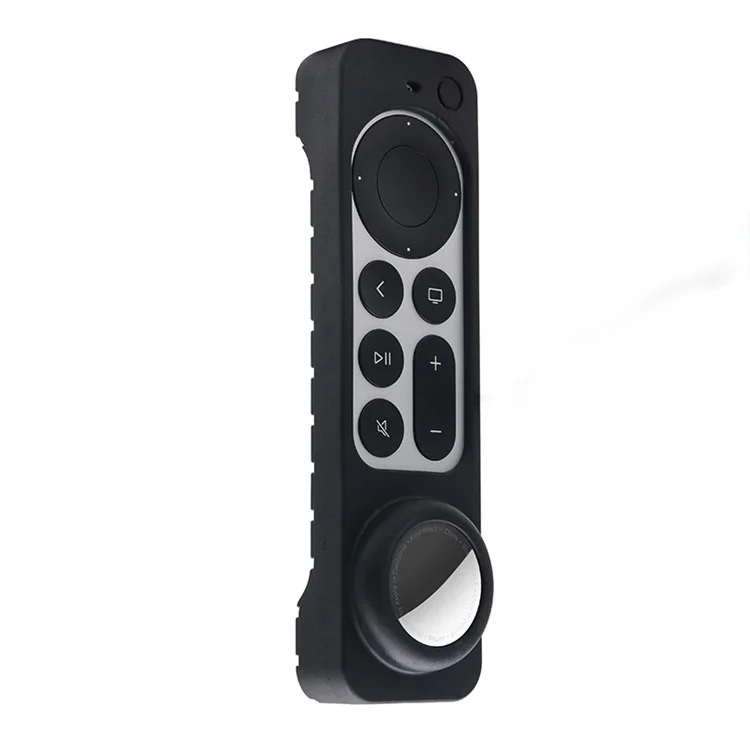 2-in-1-Fernbedienung Bluetooth-Tracker Weiche Silikon-Schutzhülle-Abdeckung Für Apple TV HD / 4K Airtag - Schwarz