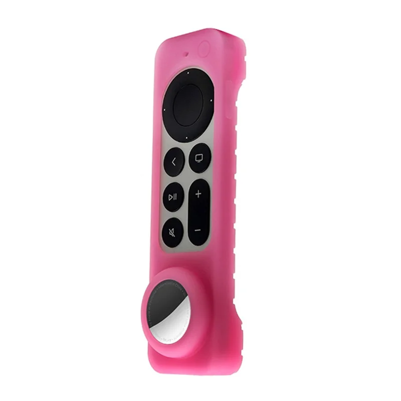2-in-1 Remote Controller Bluetooth-compatible Tracker Soft Silicone Protective Sleeve Cover for Apple TV HD/4K AirTag - Luminous Pink