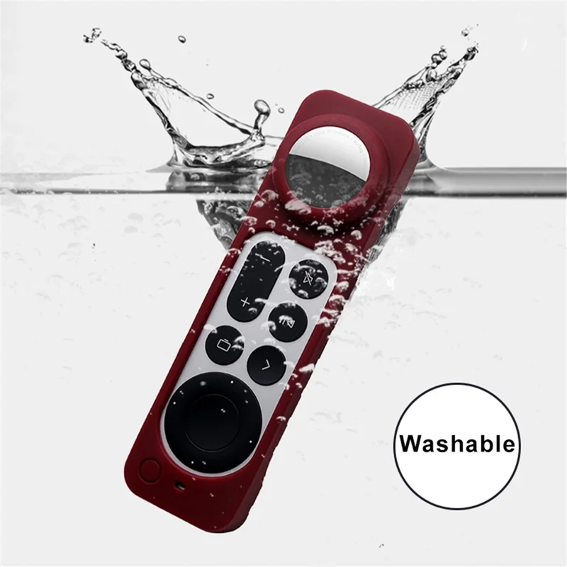 2-in-1 Remote Controller Bluetooth-compatible Tracker Soft Silicone Protective Sleeve Cover for Apple TV HD/4K AirTag - Luminous Pink