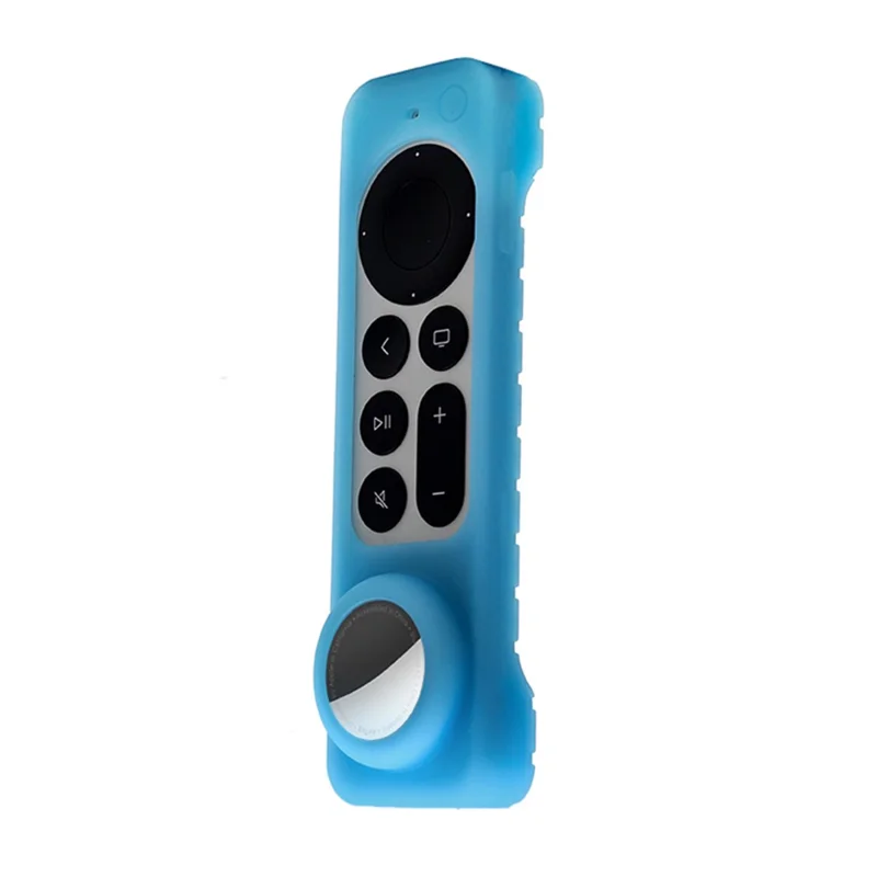 2-in-1 Remote Controller Bluetooth-compatible Tracker Soft Silicone Protective Sleeve Cover for Apple TV HD/4K AirTag - Luminous Blue