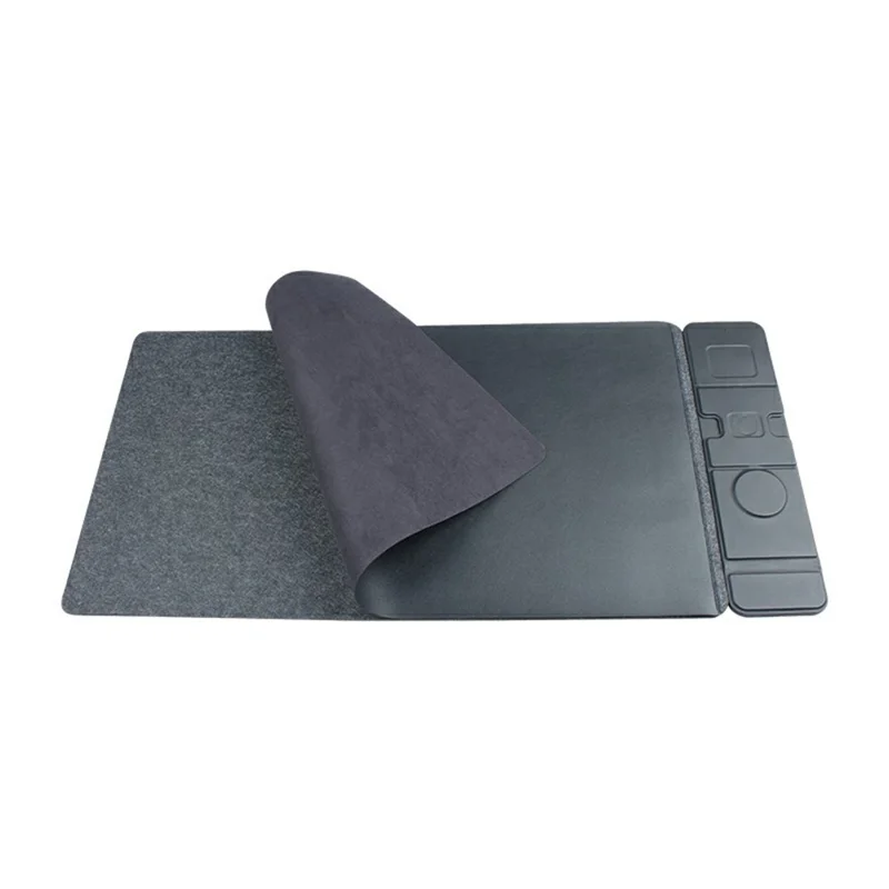 S111 3-in-1 Magnetic Wireless Charger Office Desktop Pad 15W Fast Charging Mouse Pad for Phone Watch Earbuds - Black