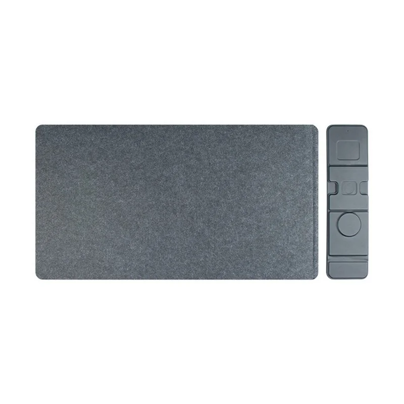 S111 3-in-1 Magnetic Wireless Charger Office Desktop Pad 15W Fast Charging Mouse Pad for Phone Watch Earbuds - Black