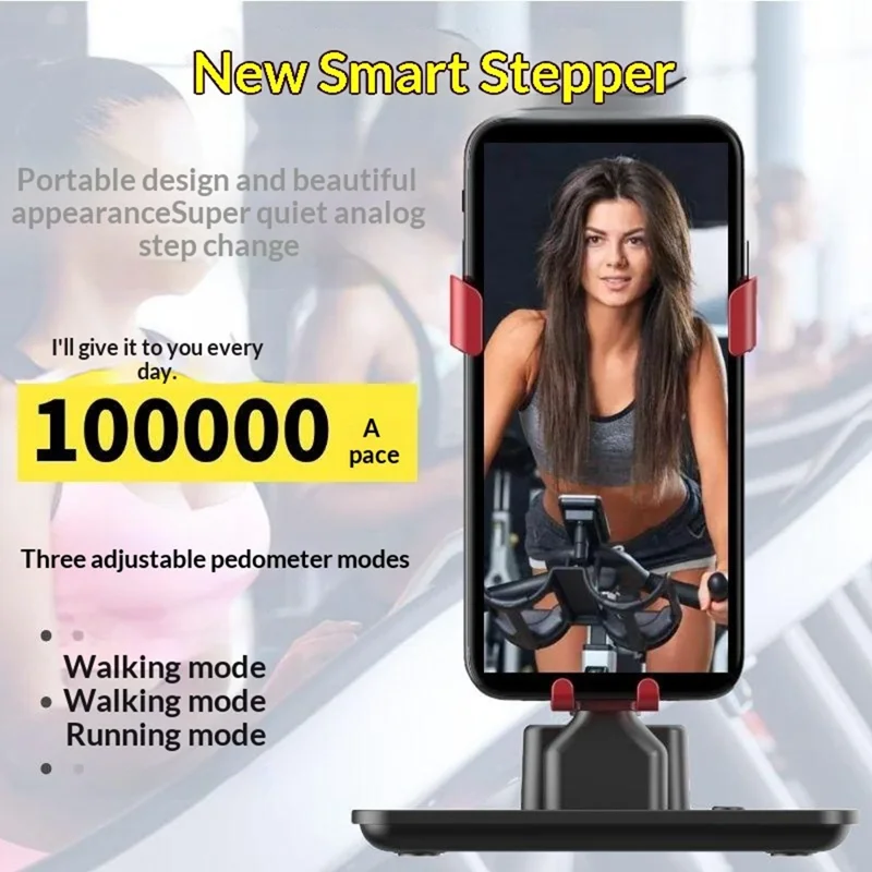 P2s Smart Phone Step Counter Phone Swing Device Super Quiet Variable Frequency Electromagnetic Separation Pedometer for Home Office - Black