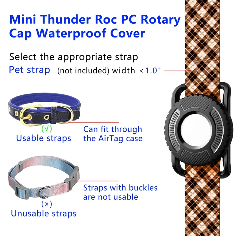 Für Apple AirTag (2. Generation) / AirTag Wasserdichter PC-Kasten Stoßfester Schutzüberzug für Haustierhalsband Outdoor-Tracker - Schwarz