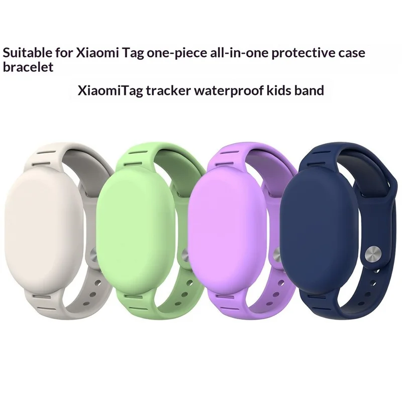 For Xiaomi Tag Silikone Urband Til Børn Vandtæt Justerbart Beskyttelsesække - Lilla