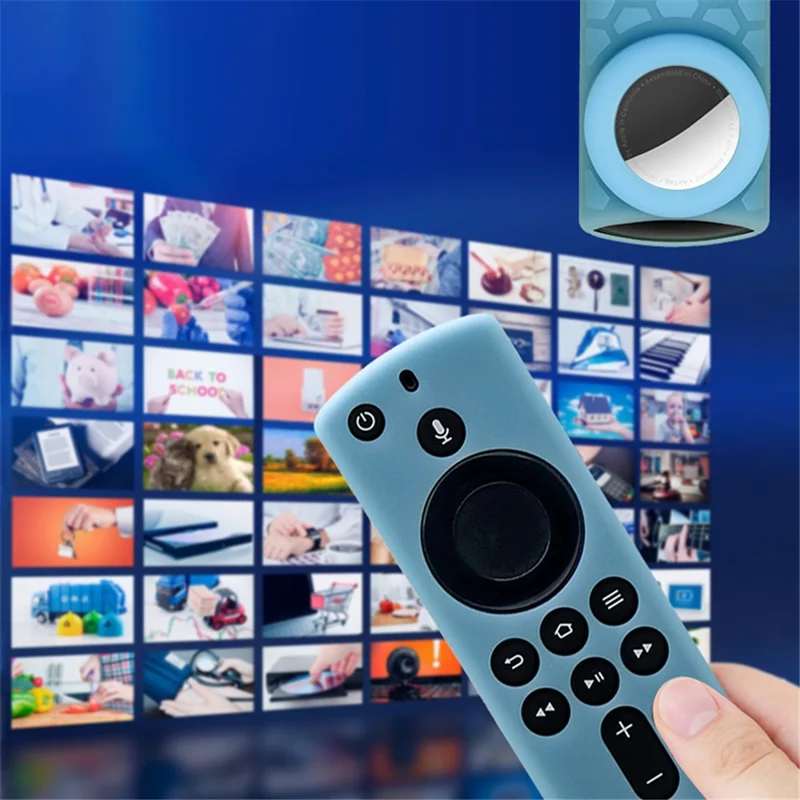 2-in-1 Remote Controller Bluetooth-compatible Tracker Silicone Protective Sleeve Cover for Apple AirTag Fire TV Stick 4K - Luminous Green