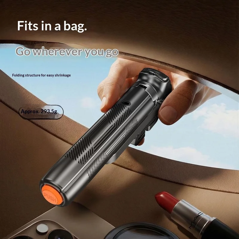 T35 Automatyczny Wyświetlający się Rozkładany Tryp całkowicie do góry z 2 szt. Kwadratowym Światłem Wypełniającym Przeciwwagę Telefonu Holder Bluetooth Selfie Stick - Czarny