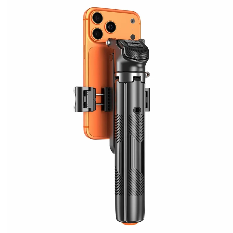 T35 Automatyczny Wyświetlający się Rozkładany Tryp całkowicie do góry z 2 szt. Kwadratowym Światłem Wypełniającym Przeciwwagę Telefonu Holder Bluetooth Selfie Stick - Czarny