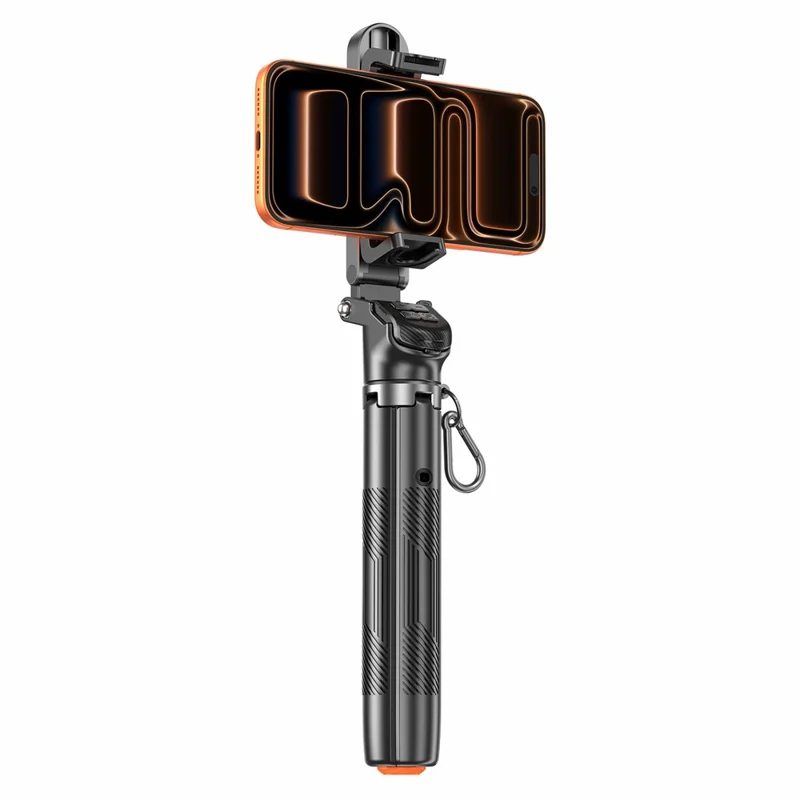 T35 Automatyczny Wyświetlający się Rozkładany Tryp całkowicie do góry z 2 szt. Kwadratowym Światłem Wypełniającym Przeciwwagę Telefonu Holder Bluetooth Selfie Stick - Czarny