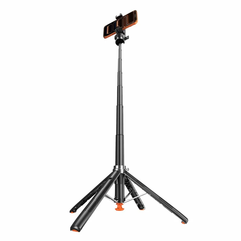 T35 Automatyczny Wyświetlający się Rozkładany Tryp całkowicie do góry z 2 szt. Kwadratowym Światłem Wypełniającym Przeciwwagę Telefonu Holder Bluetooth Selfie Stick - Czarny
