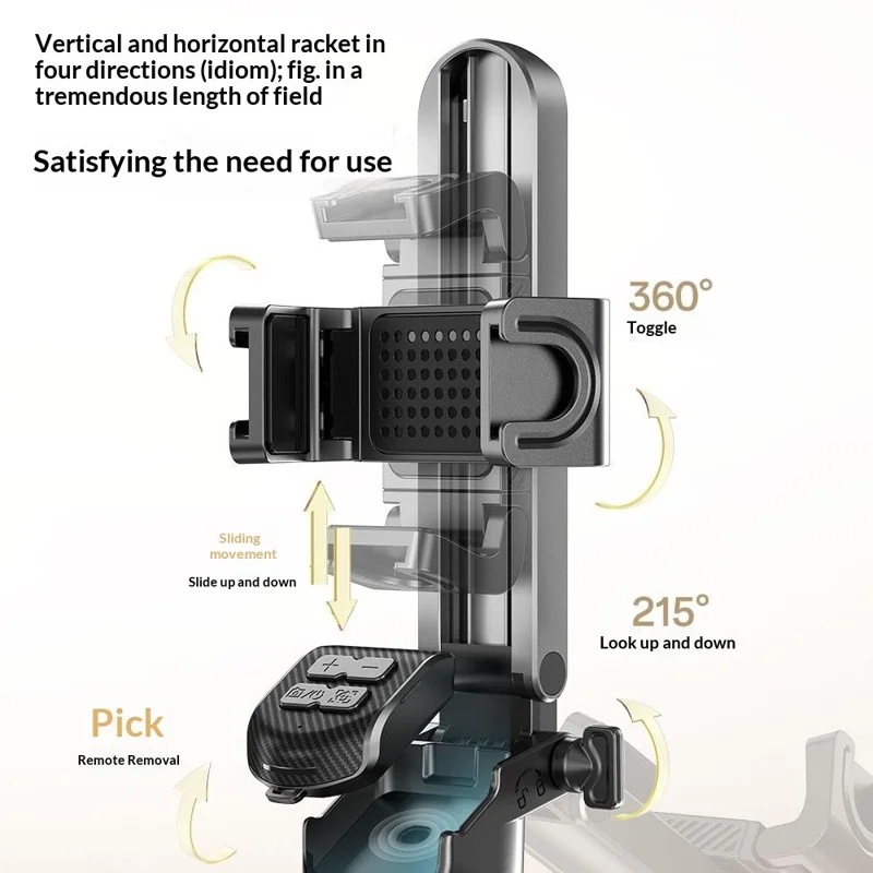 T35 Automatyczny Wyświetlający się Rozkładany Tryp całkowicie do góry z 2 szt. Kwadratowym Światłem Wypełniającym Przeciwwagę Telefonu Holder Bluetooth Selfie Stick - Czarny