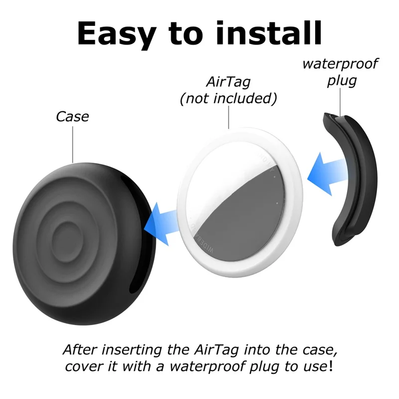 2 Stück Silikonhülle für Apple AirTag / AirTag 2 Wasserdichte, stoßfeste Schutzhülle mit Klebeunterseite