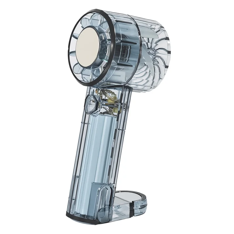 F13 Transparent Ice Pack Handheld Fan 4-Speed 2000mAh Type-C Cooling Desktop Portable Fan for Outdoor Office Travel - Grey