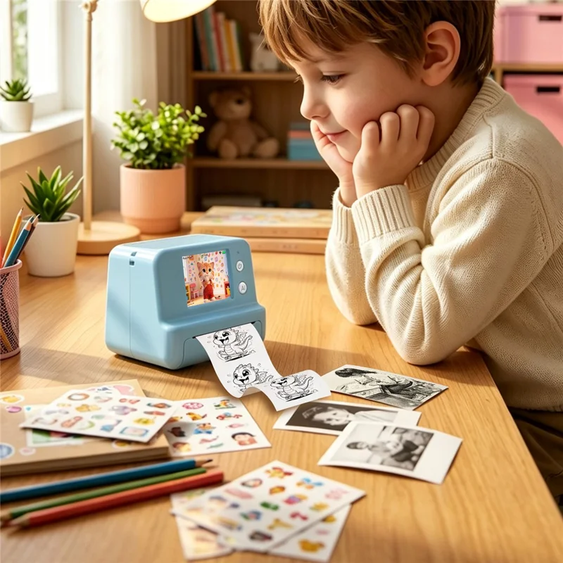 Q16 2,0 tommer bærbar AI-voice termisk printer 200DPI Bluetooth-kompatibel WiFi-udskrivningsenhed til børnenes tegningsetiketter - Lyserød