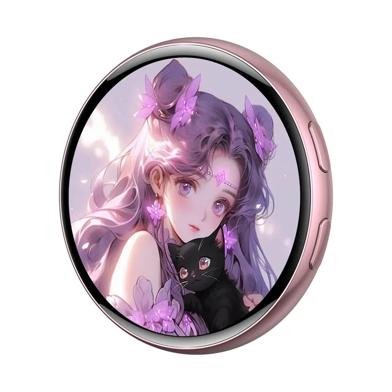 E01 1.7 Inch AI Smart Electronic Badge Bluetooth-compatible APP Anime Display Touch Screen Brooch Pin - Pink